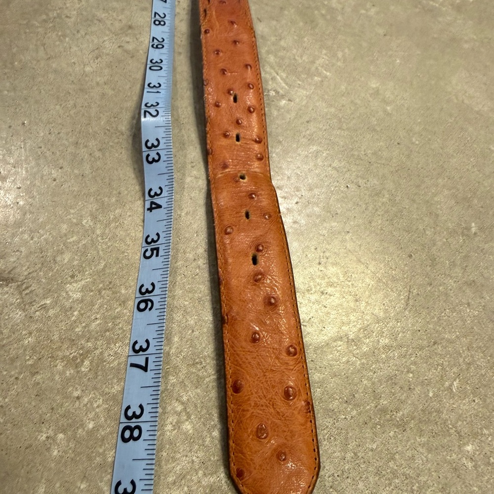 🍄 Ostrich Print Leather Belt Mens Size 34 - Picture 10 of 16